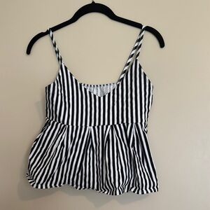 Black and White Striped Women's Top